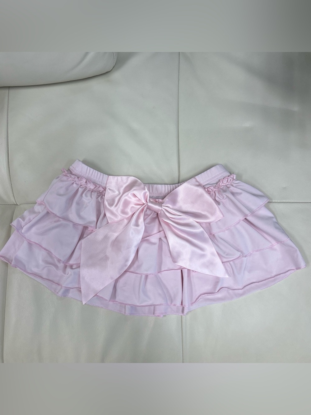 Pink Ruffle Bow Detail Mini Skirt/Skort Size Small